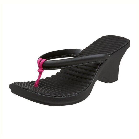 Crocs Cabana Black 3" Wedge Heels Sandals - Picture 1 of 9